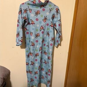 Up Late light blue snuggy blanket with Monkey and Snowflake Pattern